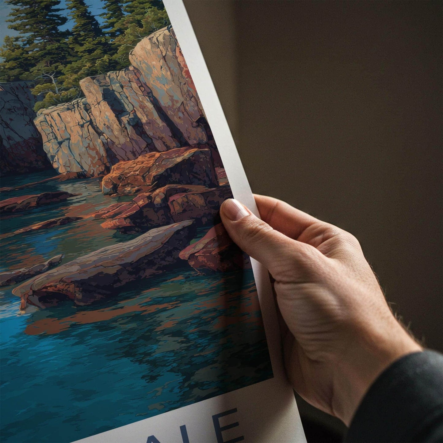 Isle Royale Poster - Michigan Travel Art - Rocky Pine Cliffs Home Decor