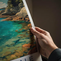 Isle Royale Poster - Michigan Travel Art - Rocky Shoreline Azure Home Decor
