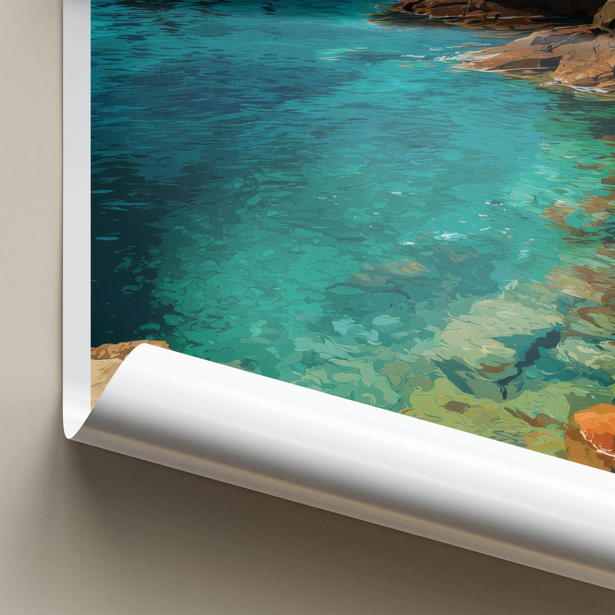 Isle Royale Poster - Michigan Travel Art - Rocky Shoreline Azure Home Decor