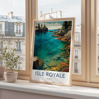 Isle Royale Poster - Michigan Travel Art - Rocky Shoreline Azure Home Decor