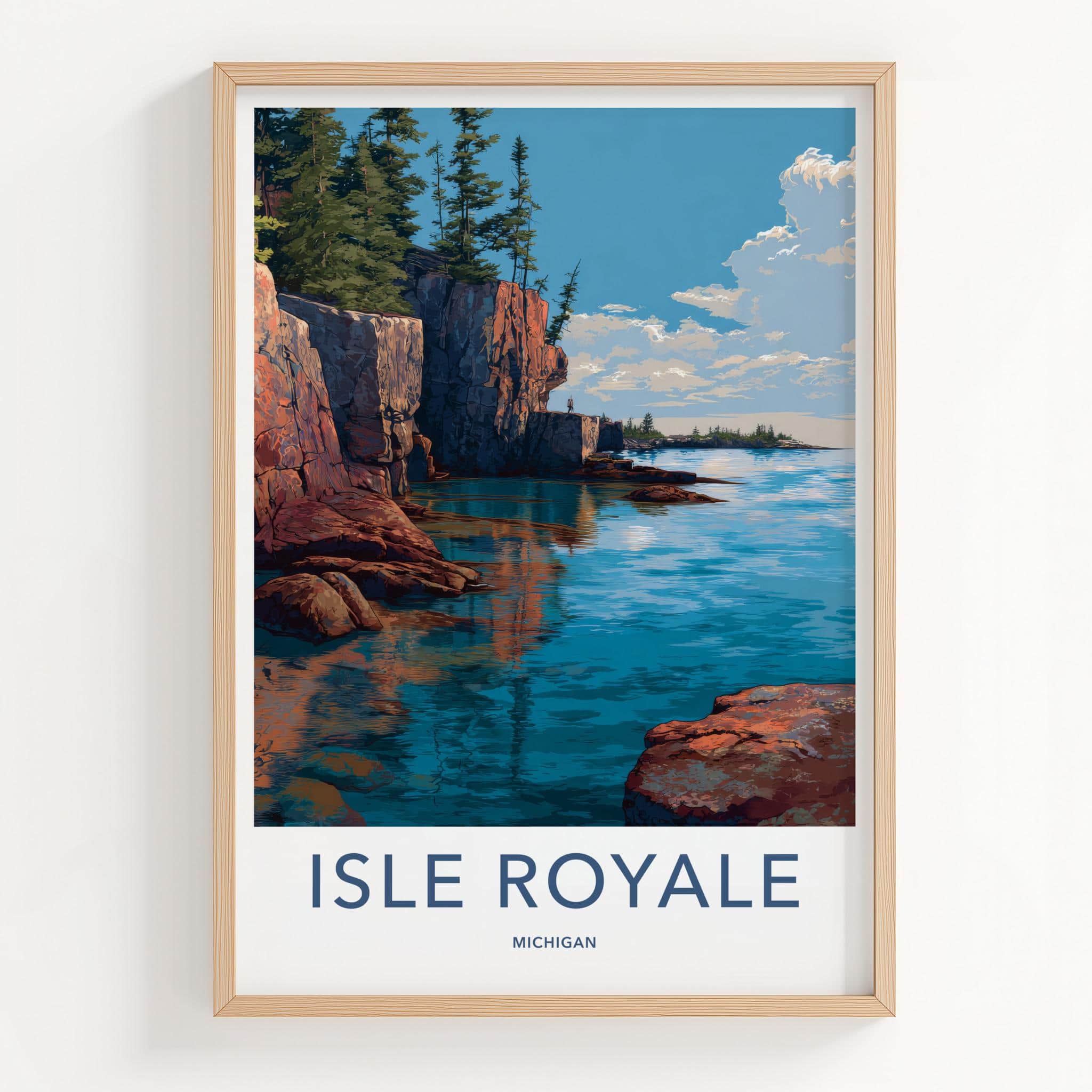 Isle Royale Poster - Michigan Travel Art - Rugged Lake Shore Home Decor