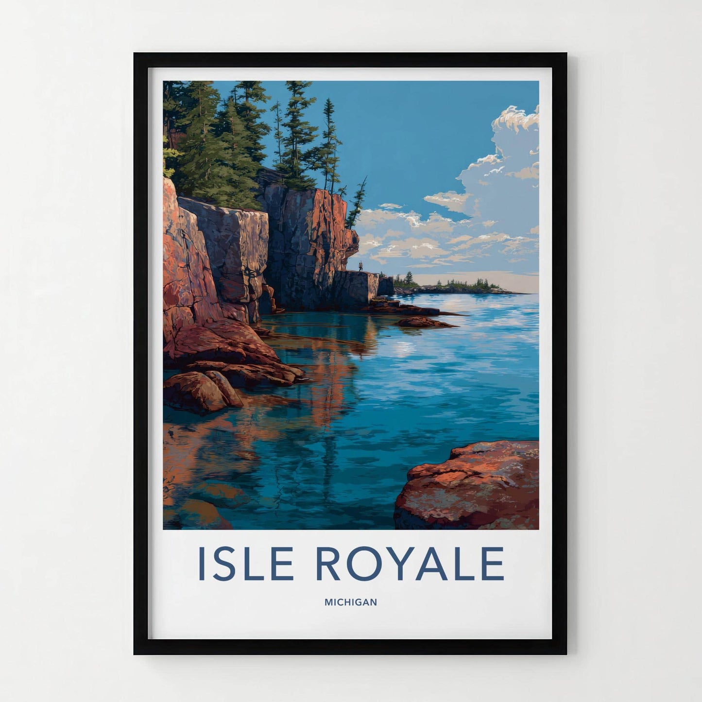 Isle Royale Poster - Michigan Travel Art - Rugged Lake Shore Home Decor