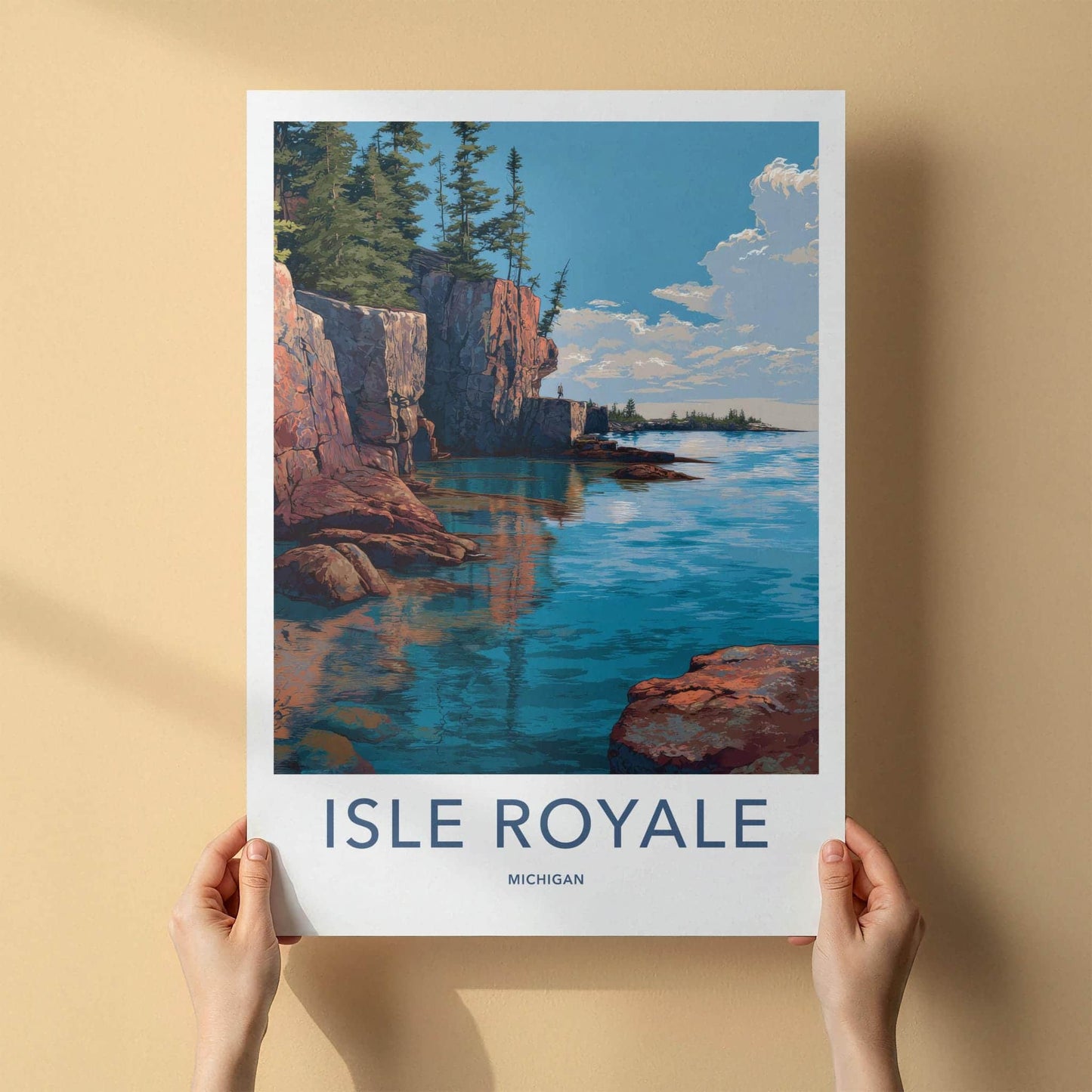 Isle Royale Poster - Michigan Travel Art - Rugged Lake Shore Home Decor