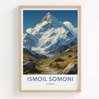 Ismoil Somoni Peak Poster - Tajikistan Travel Art - Rugged Snowy Peak Home Decor