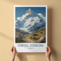 Ismoil Somoni Peak Poster - Tajikistan Travel Art - Snow Capped Peak Home Decor
