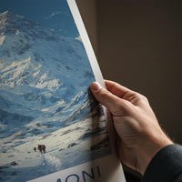 Ismoil Somoni Poster - Tajikistan Travel Art - Hikers Snowy Trail Home Decor