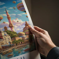 Istanbul Poster - Turkey Travel Art - Colorful Balloons City Home Decor