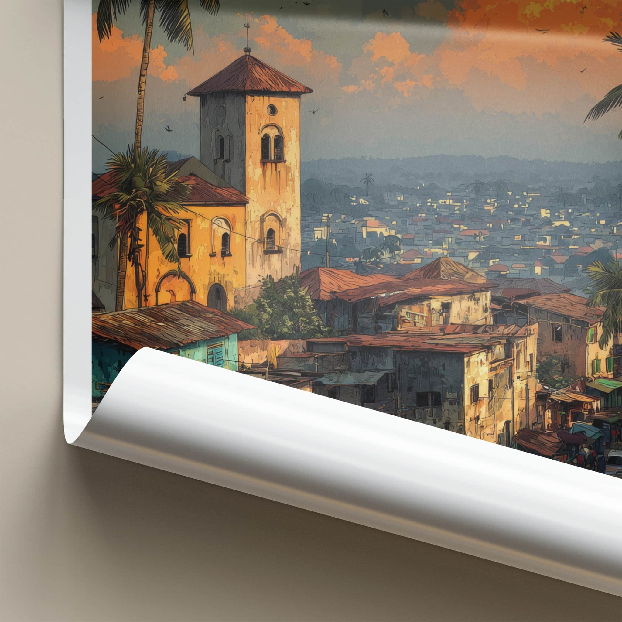 Ivory Coast Poster - Africa Travel Art - Coastal Town Evening Wall Decor