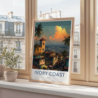 Ivory Coast Poster - Africa Travel Art - Coastal Town Evening Wall Decor