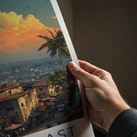 Ivory Coast Poster - Africa Travel Art - Coastal Town Evening Wall Decor