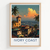 Ivory Coast Poster - Africa Travel Art - Coastal Town Evening Wall Decor