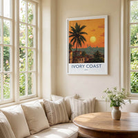 Ivory Coast Poster - Africa Travel Art - Tropical Sunset City Home Decor