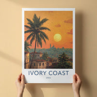 Ivory Coast Poster - Africa Travel Art - Tropical Sunset City Home Decor