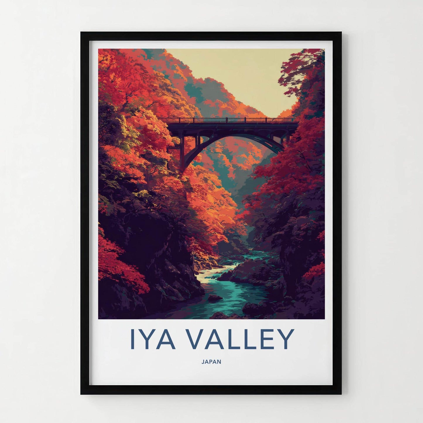 Iya Valley Poster - Japan Travel Art - Autumn River Bridge Gallery Art