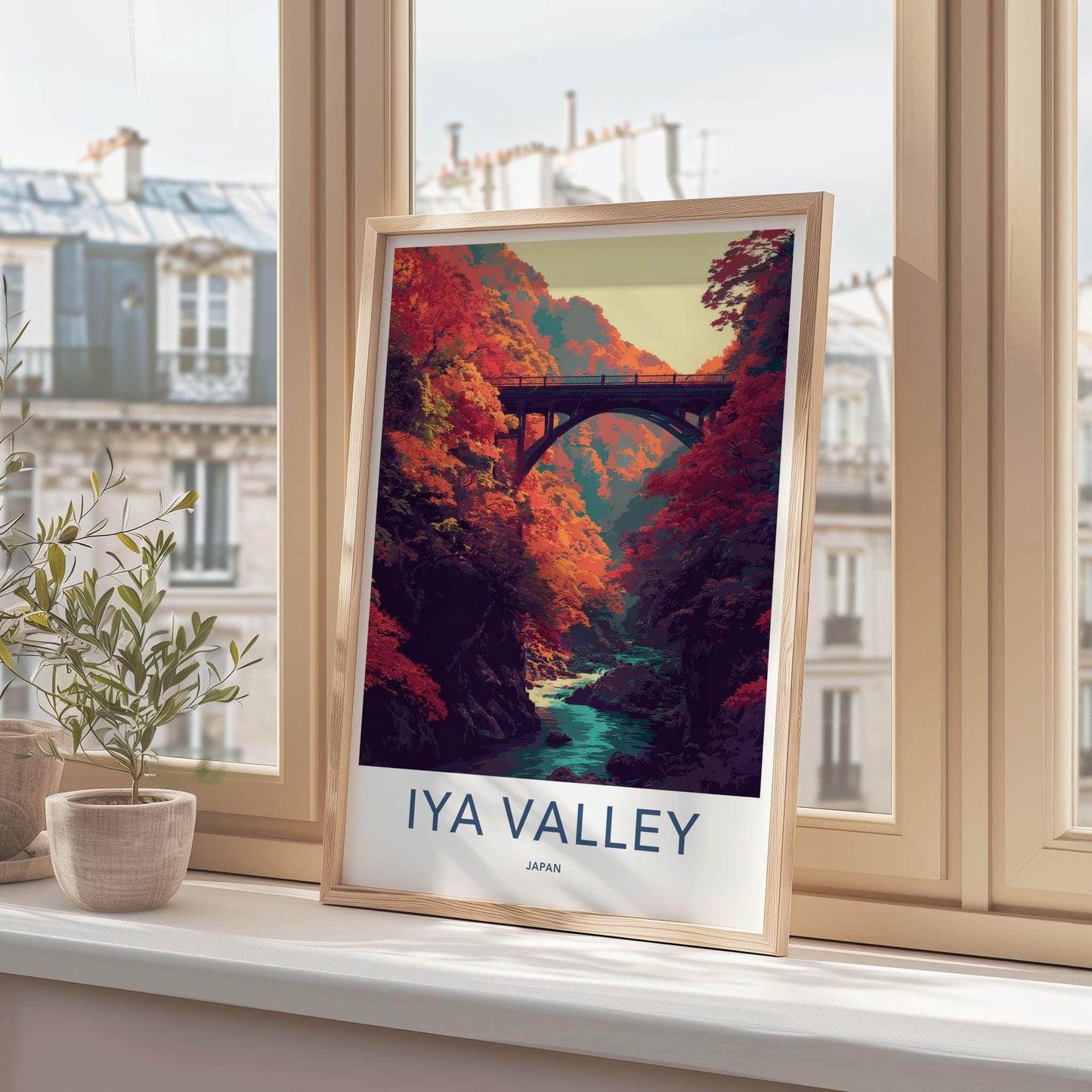 Iya Valley Poster - Japan Travel Art - Autumn River Bridge Gallery Art