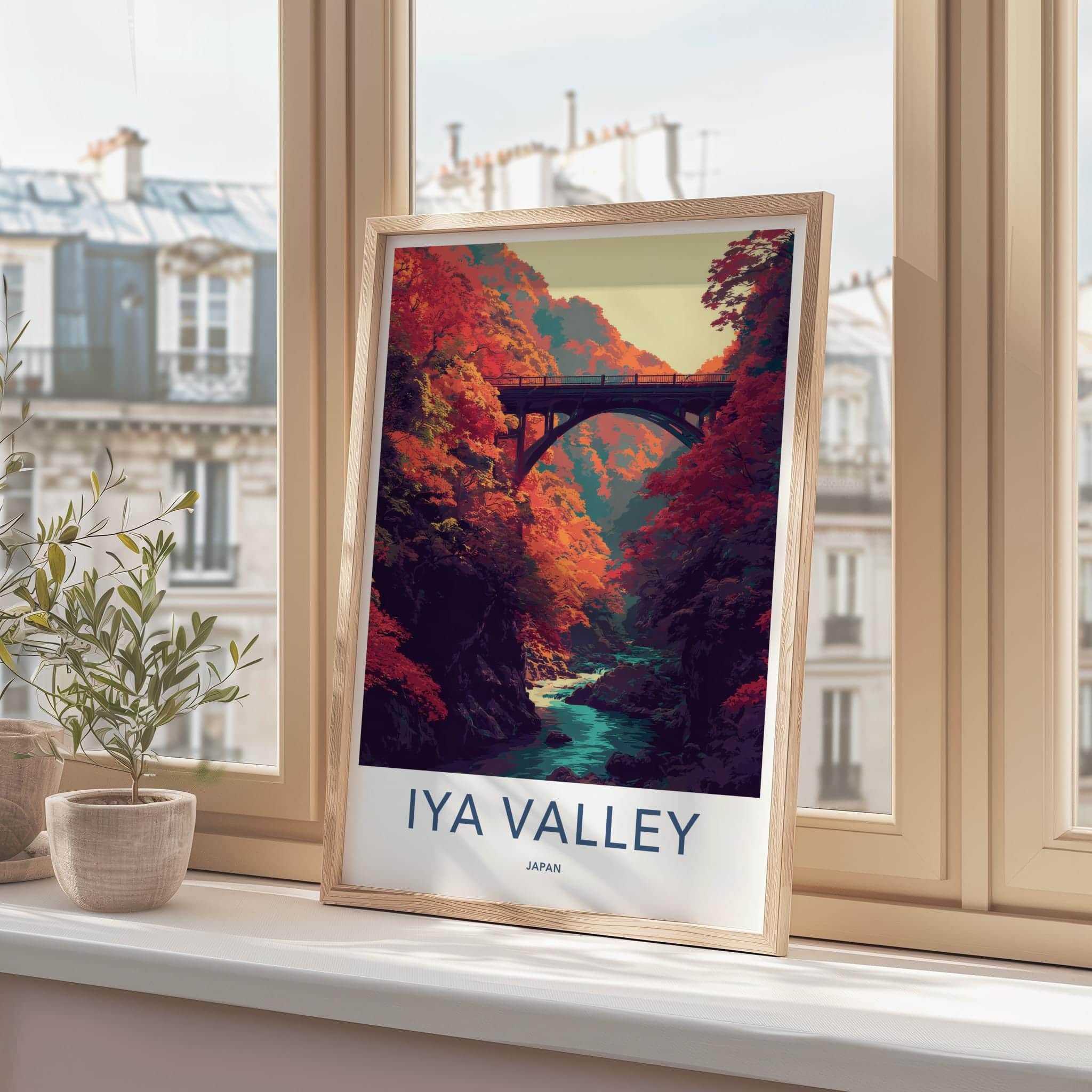 Iya Valley Poster - Japan Travel Art - Autumn River Bridge Gallery Art