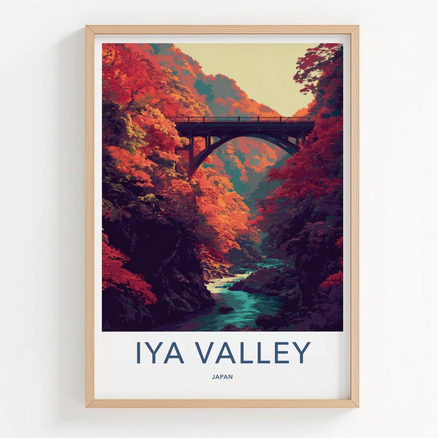 Iya Valley Poster - Japan Travel Art - Autumn River Bridge Gallery Art
