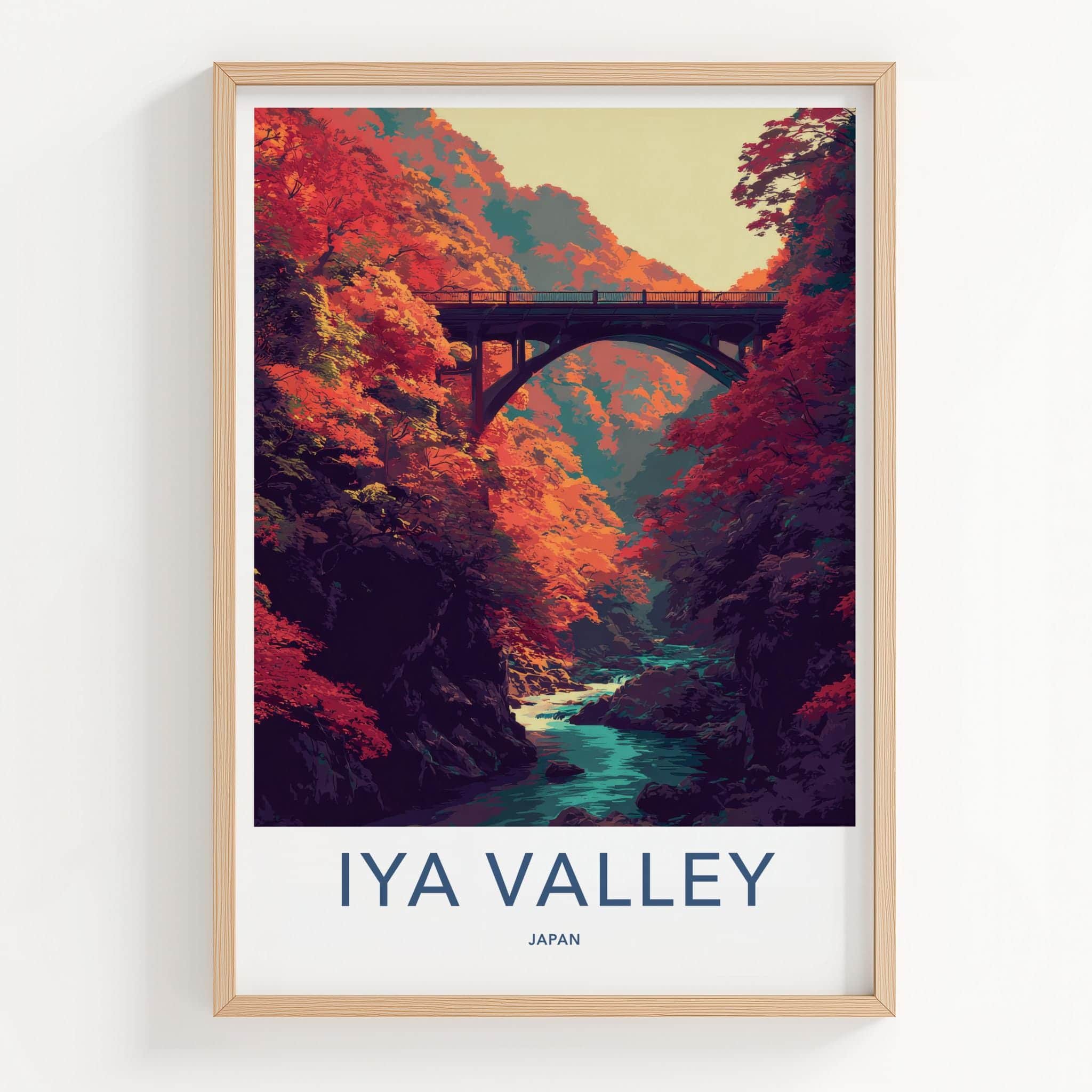 Iya Valley Poster - Japan Travel Art - Autumn River Bridge Gallery Art