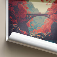 Iya Valley Poster - Japan Travel Art - Red Autumn Gorge Home Decor