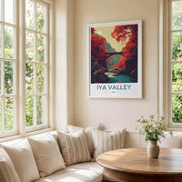 Iya Valley Poster - Japan Travel Art - Red Autumn Gorge Home Decor