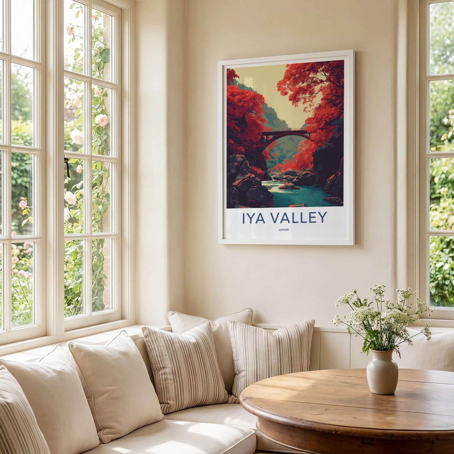 Iya Valley Poster - Japan Travel Art - Red Autumn Gorge Home Decor
