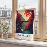 Iya Valley Poster - Japan Travel Art - Red Autumn Gorge Home Decor