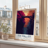 Iya Valley Poster - Japan Travel Art - Vibrant Gorge Bridge Home Decor