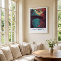 Iya Valley Poster - Japan Travel Art - Vibrant Valley Bridge Home Decor