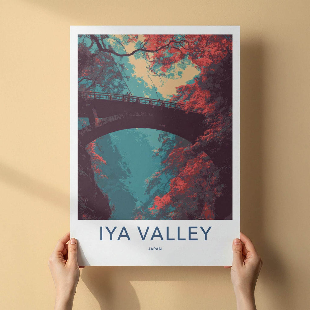 Iya Valley Poster - Japan Travel Art - Vibrant Valley Bridge Home Decor