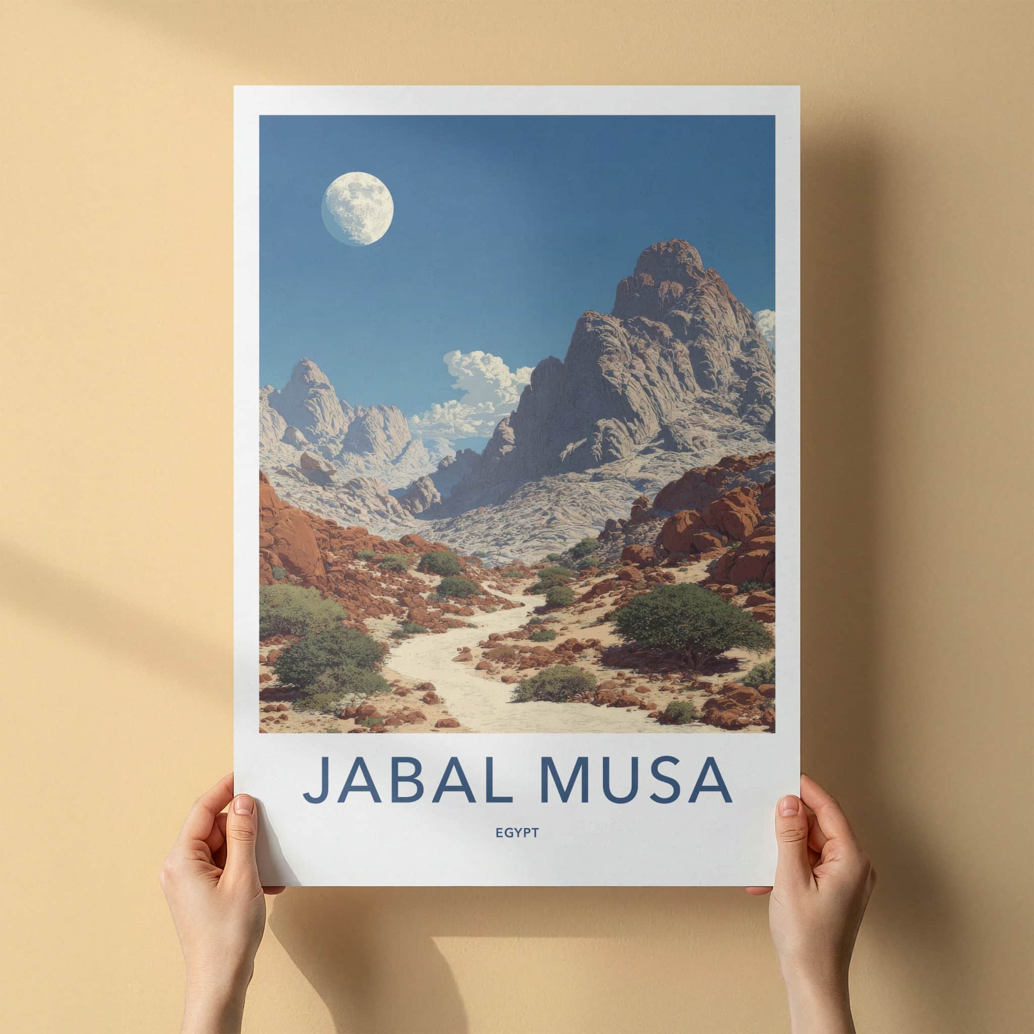 Jabal Musa Poster - Egypt Art Print - Mountain Desert Moon Gallery Art