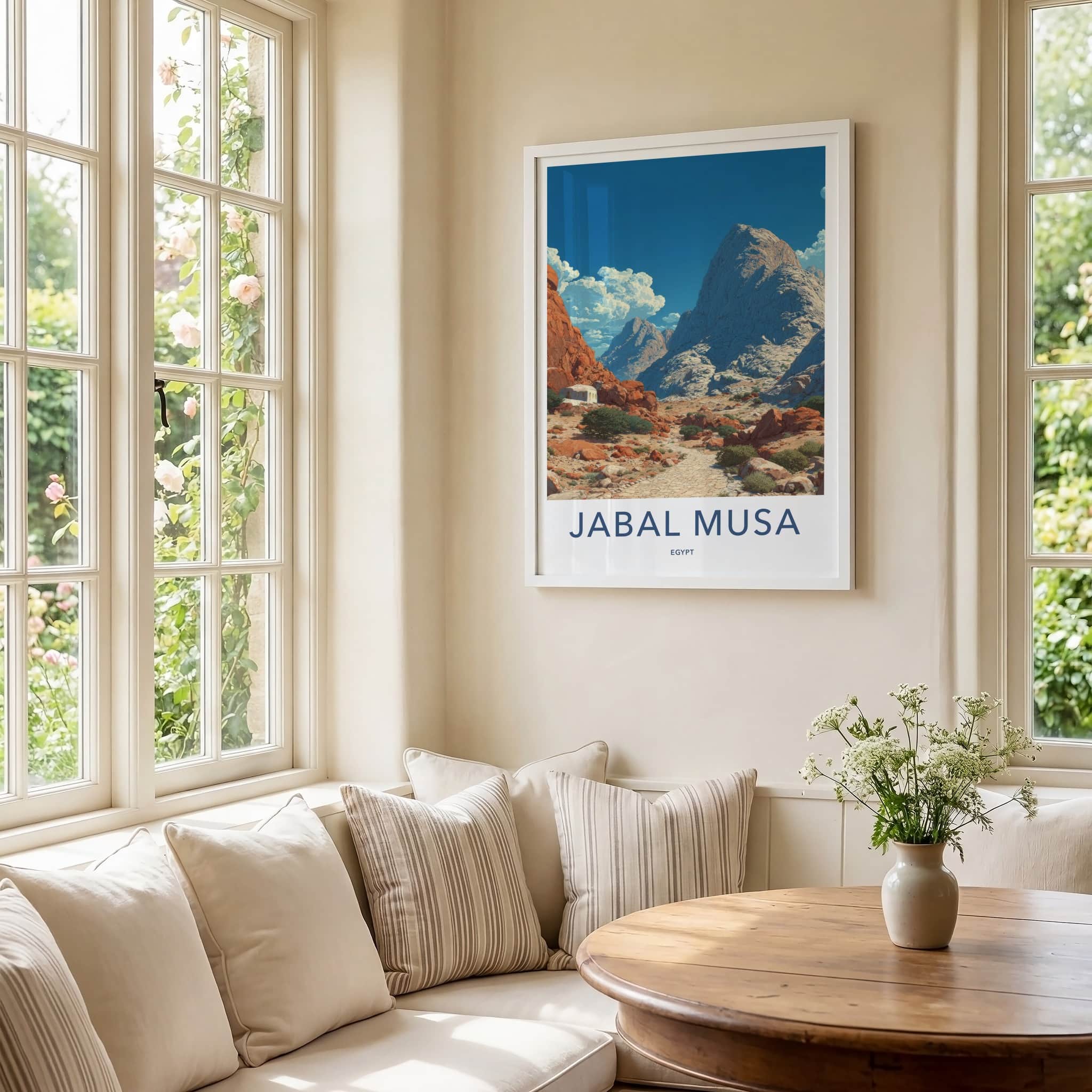 Jabal Musa Poster - Egypt Travel Print - Desert Rocky Peak Wall Decor