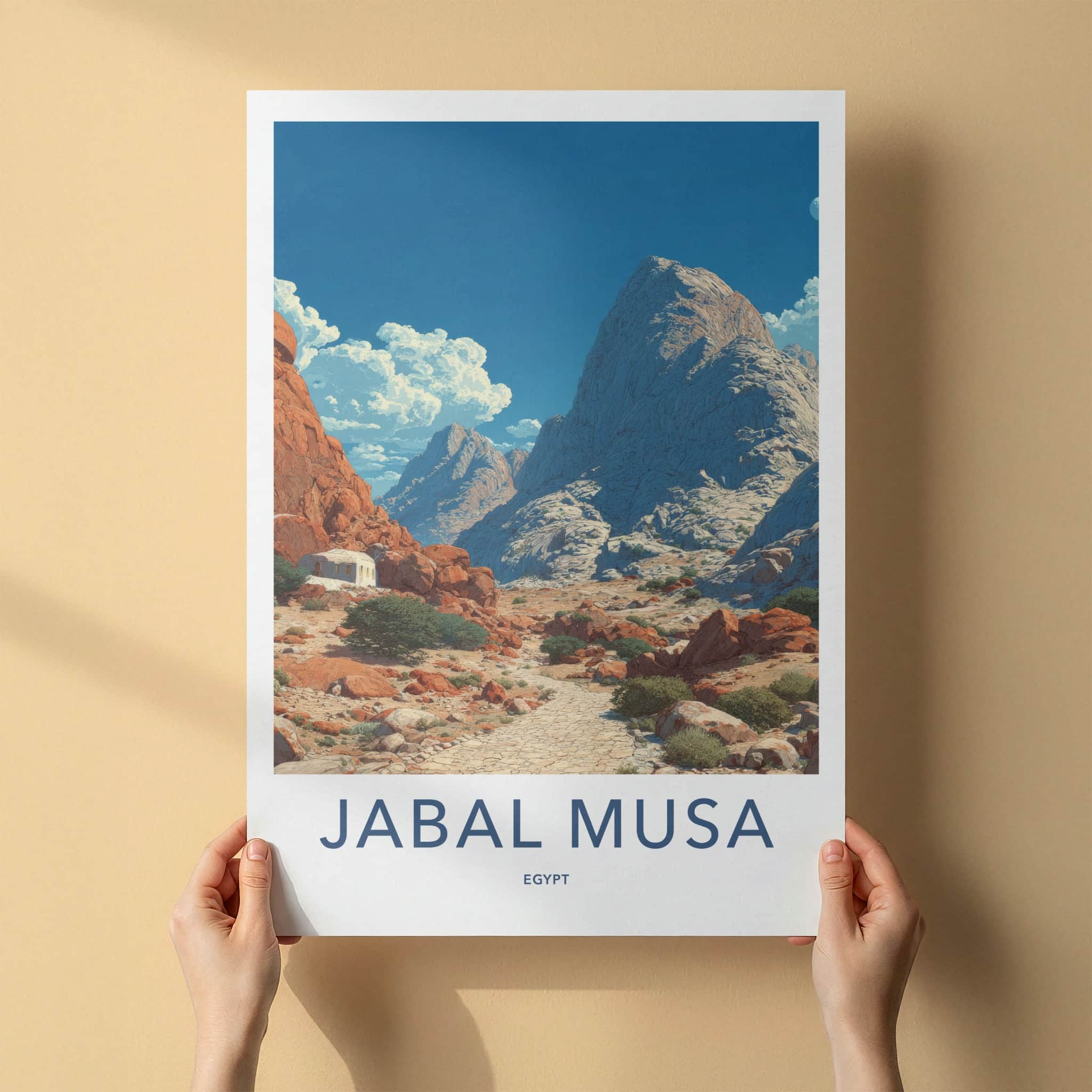 Jabal Musa Poster - Egypt Travel Print - Desert Rocky Peak Wall Decor