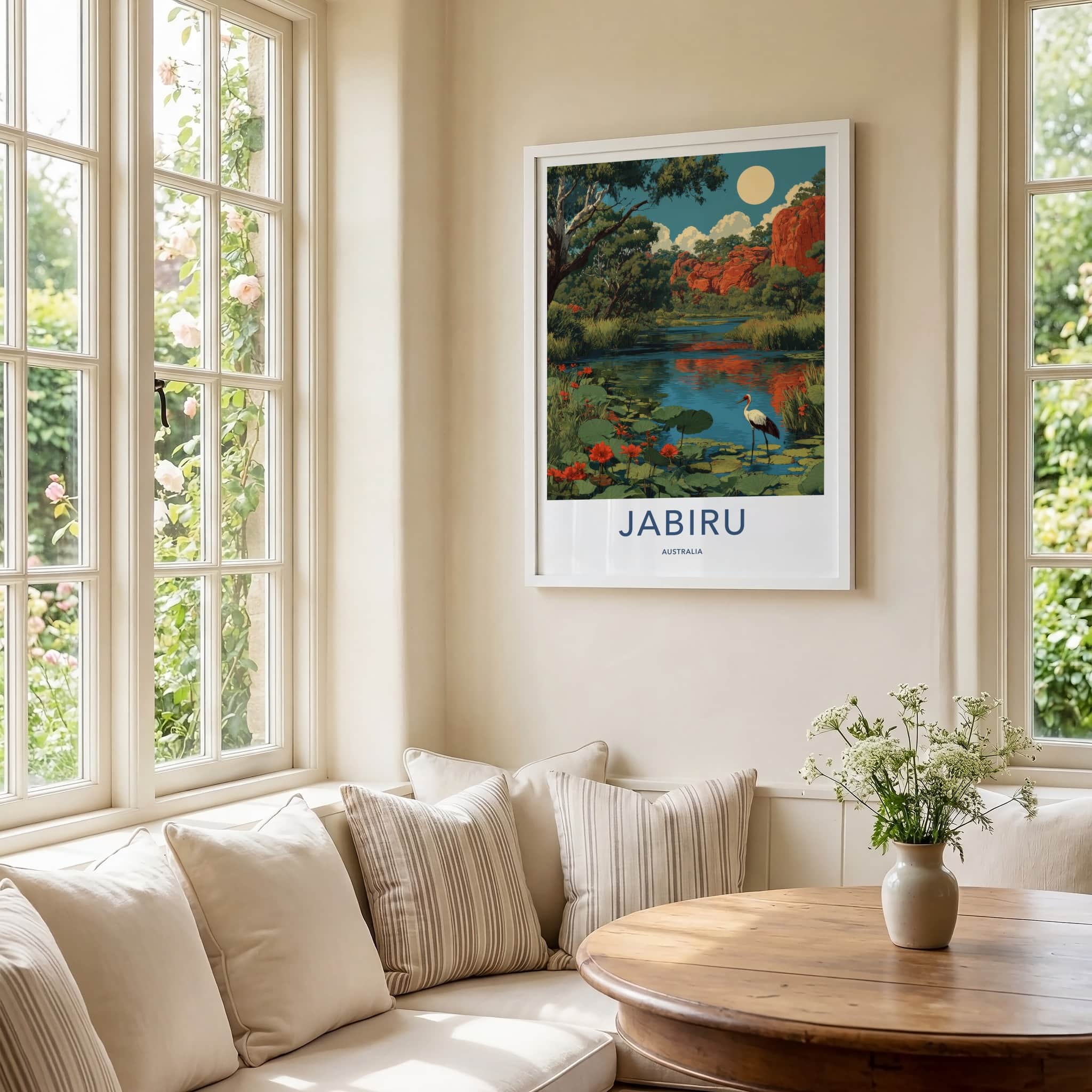 Jabiru Poster - Australia Framed Art - Bird Red Rocks Home Decor