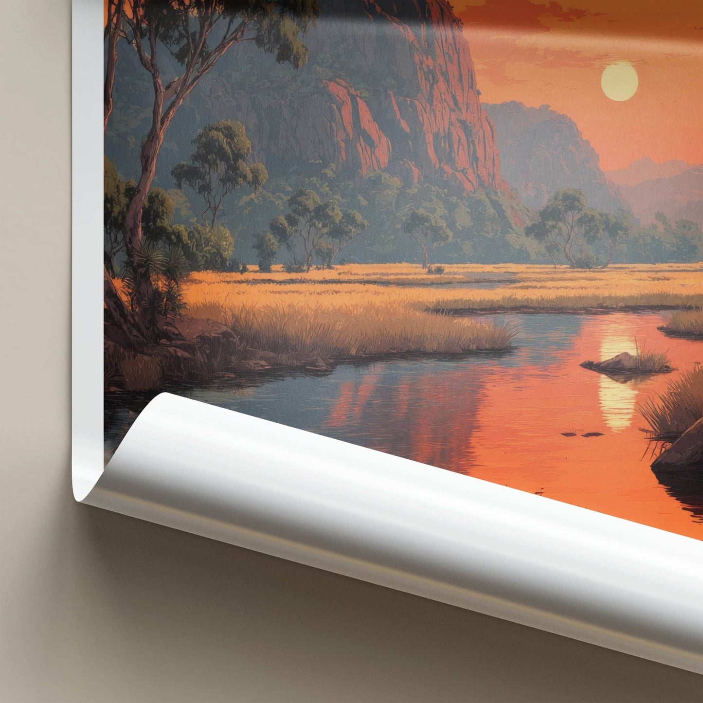 Jabiru Poster - Australia Framed Art - Sunset Over Wetlands Gallery Art