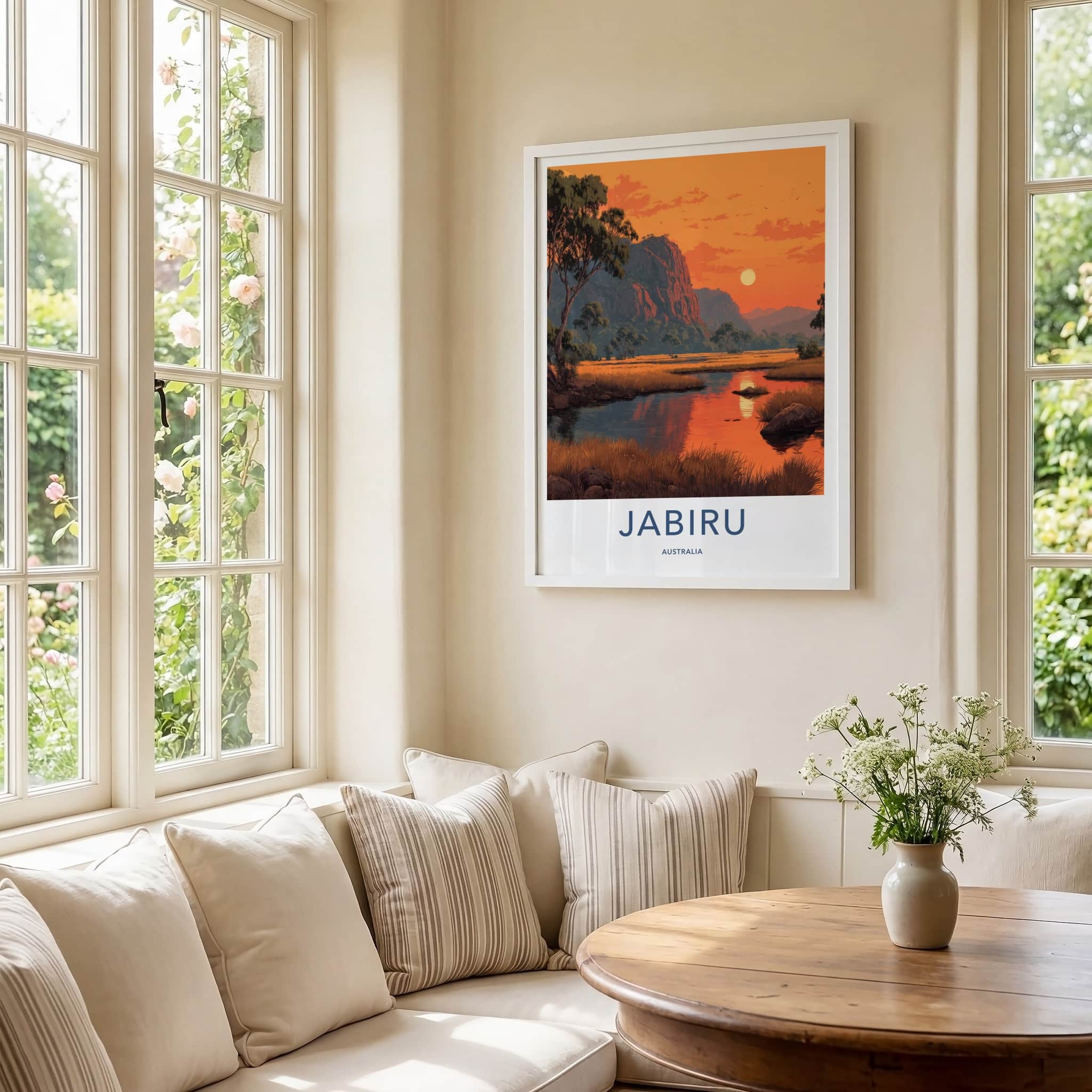 Jabiru Poster - Australia Framed Art - Sunset Over Wetlands Gallery Art