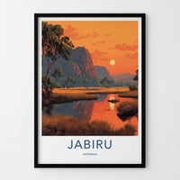 Jabiru Poster - Australia Framed Art - Sunset Over Wetlands Gallery Art
