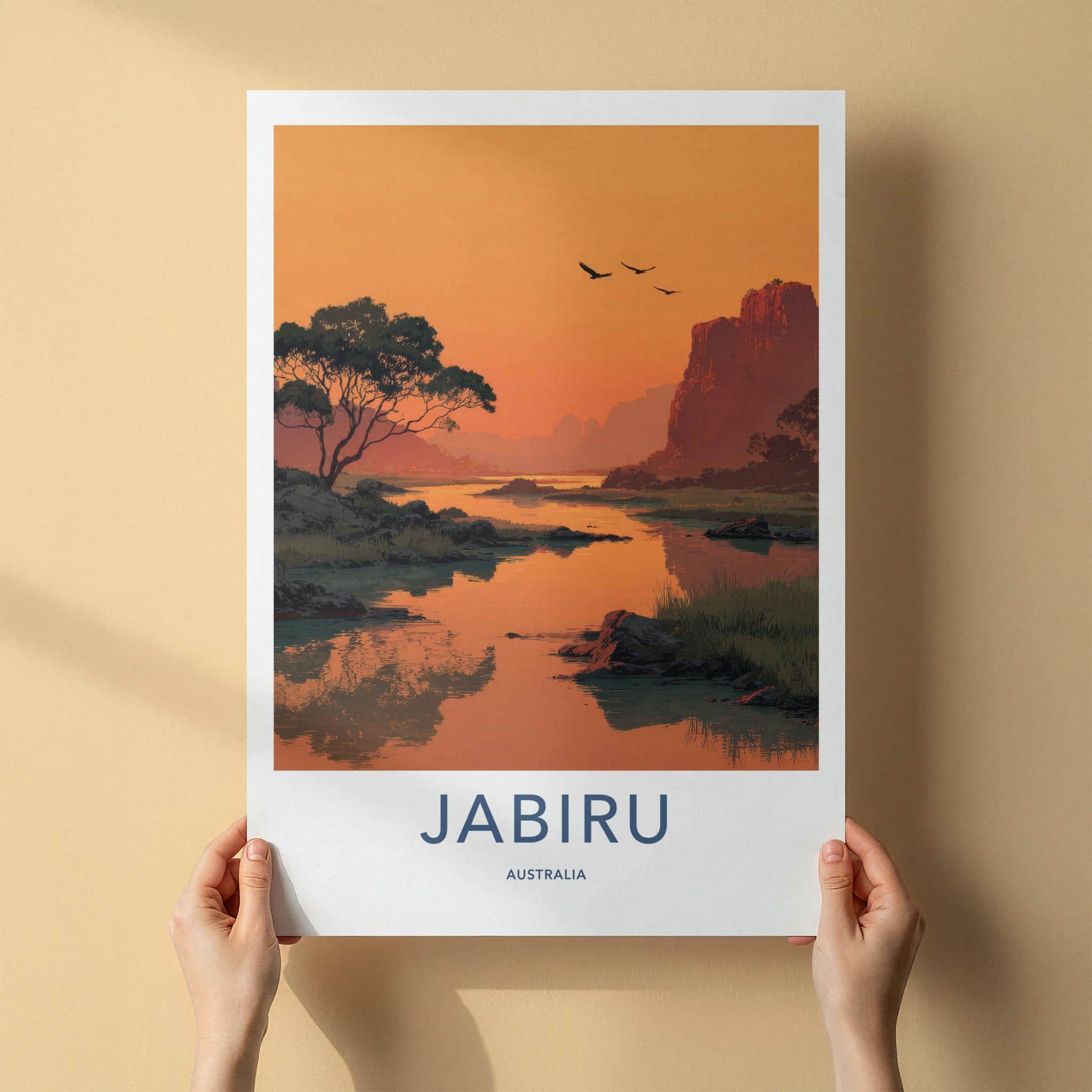 Jabiru Poster - Australia Travel Art - Orange River Cliffs Home Decor