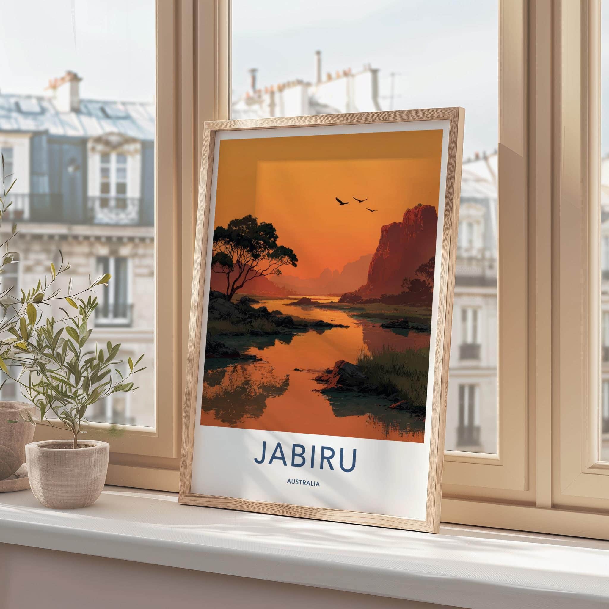 Jabiru Poster - Australia Travel Art - Orange River Cliffs Home Decor