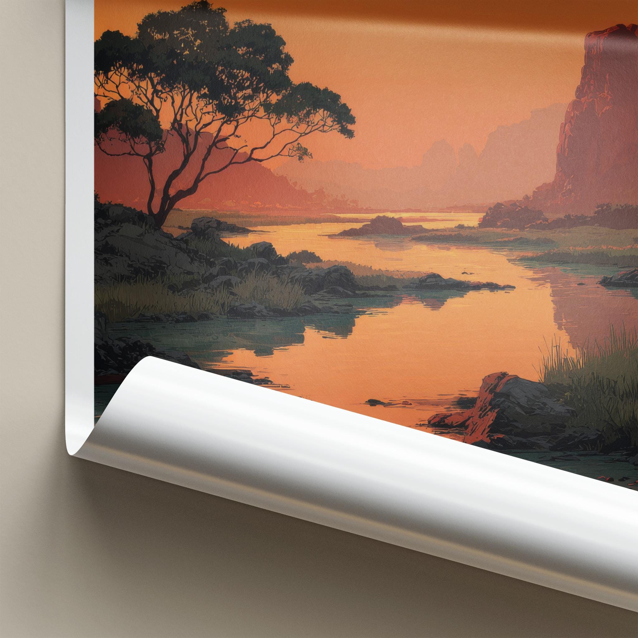 Jabiru Poster - Australia Travel Art - Orange River Cliffs Home Decor