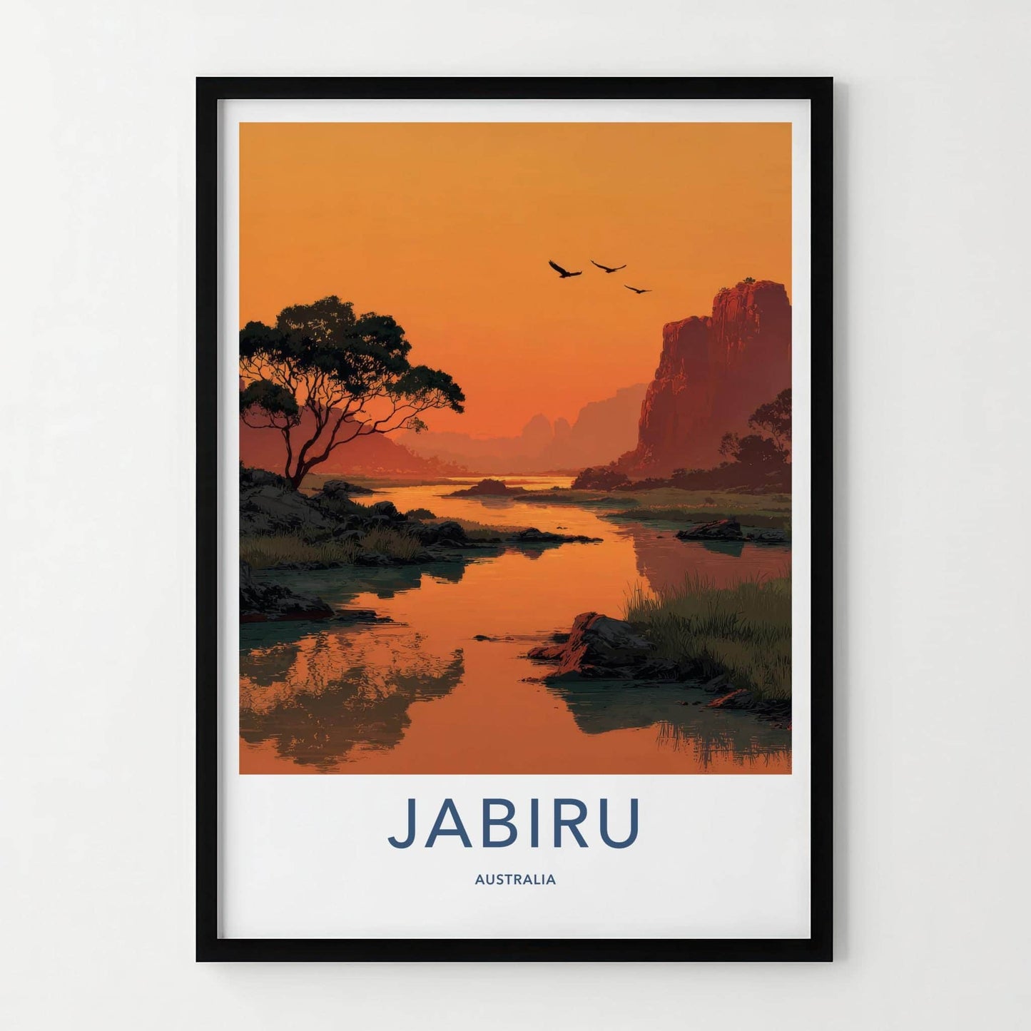 Jabiru Poster - Australia Travel Art - Orange River Cliffs Home Decor