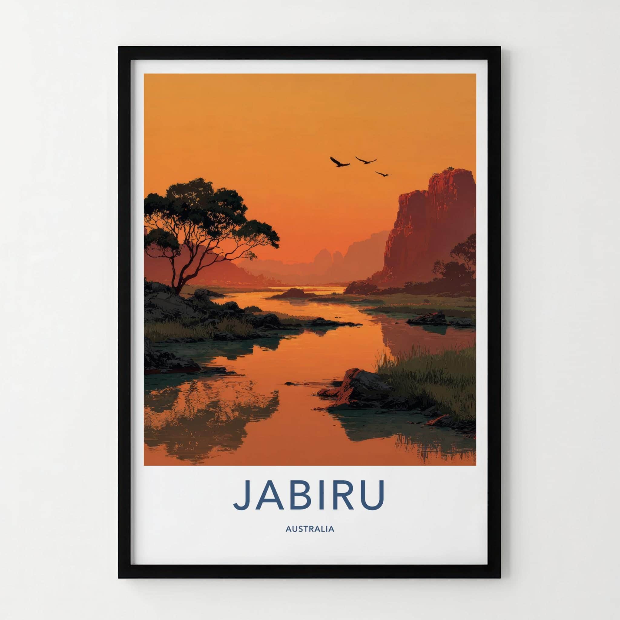 Jabiru Poster - Australia Travel Art - Orange River Cliffs Home Decor
