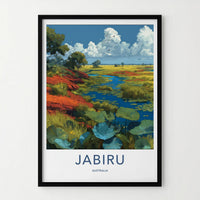 Jabiru Poster - Australia Travel Art - Vibrant Outback Wetland Home Decor