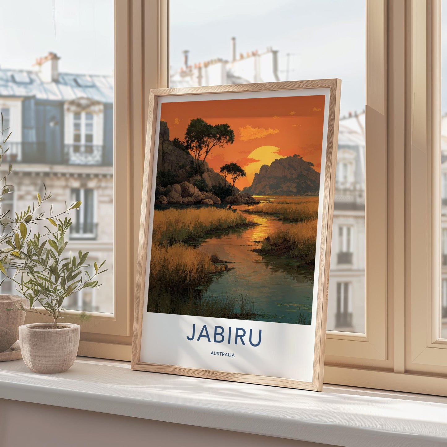 Jabiru Poster - Australia Wall Art - Golden River Landscape Home Decor