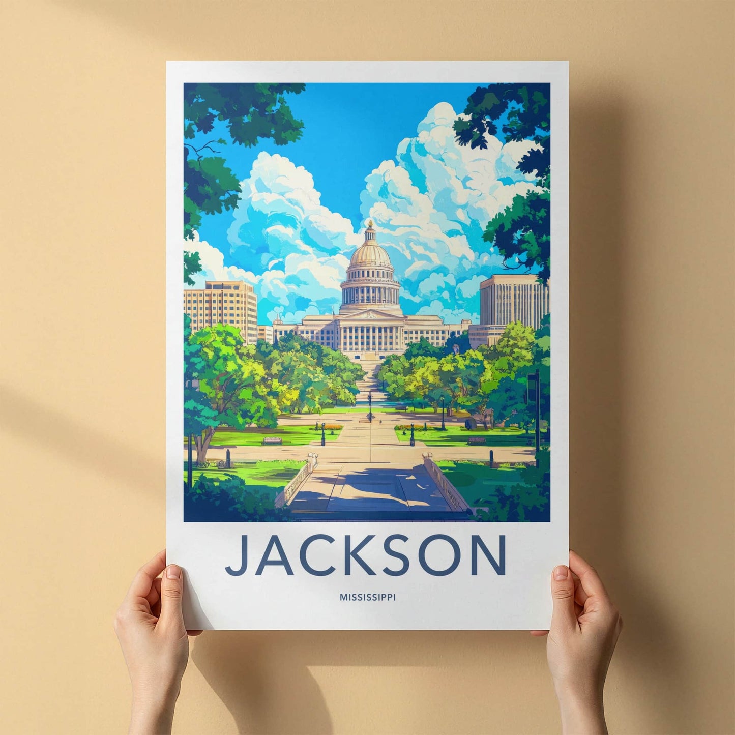 Jackson Poster - Mississippi Travel Art - Grand Capitol Lawn Home Decor