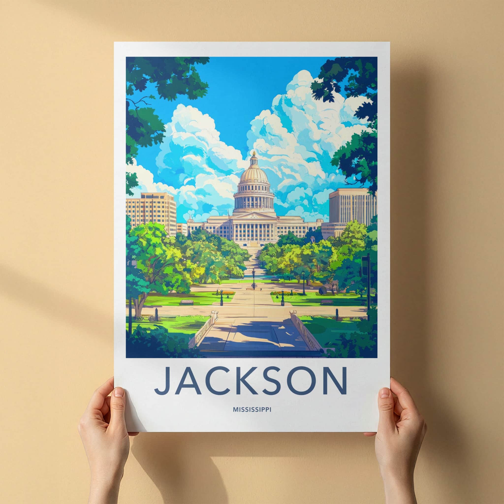 Jackson Poster - Mississippi Travel Art - Grand Capitol Lawn Home Decor