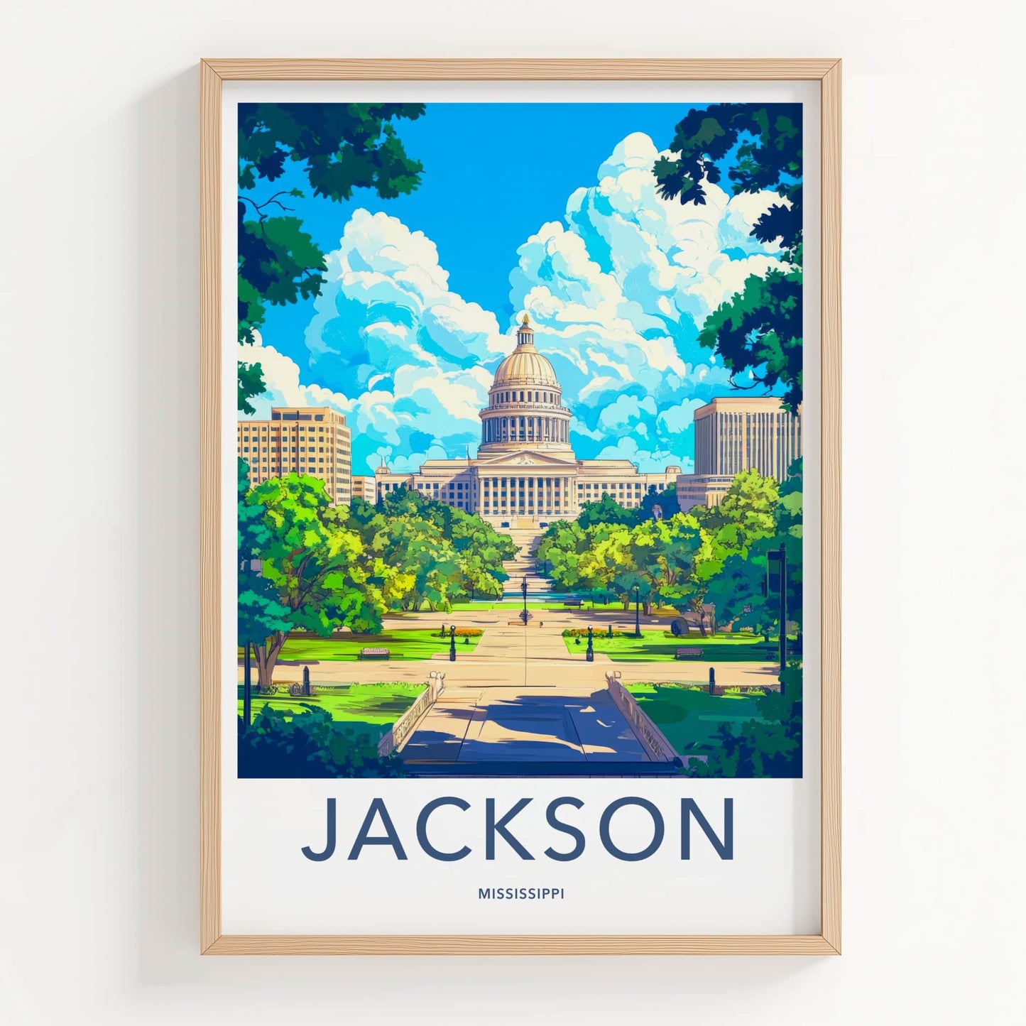 Jackson Poster - Mississippi Travel Art - Grand Capitol Lawn Home Decor