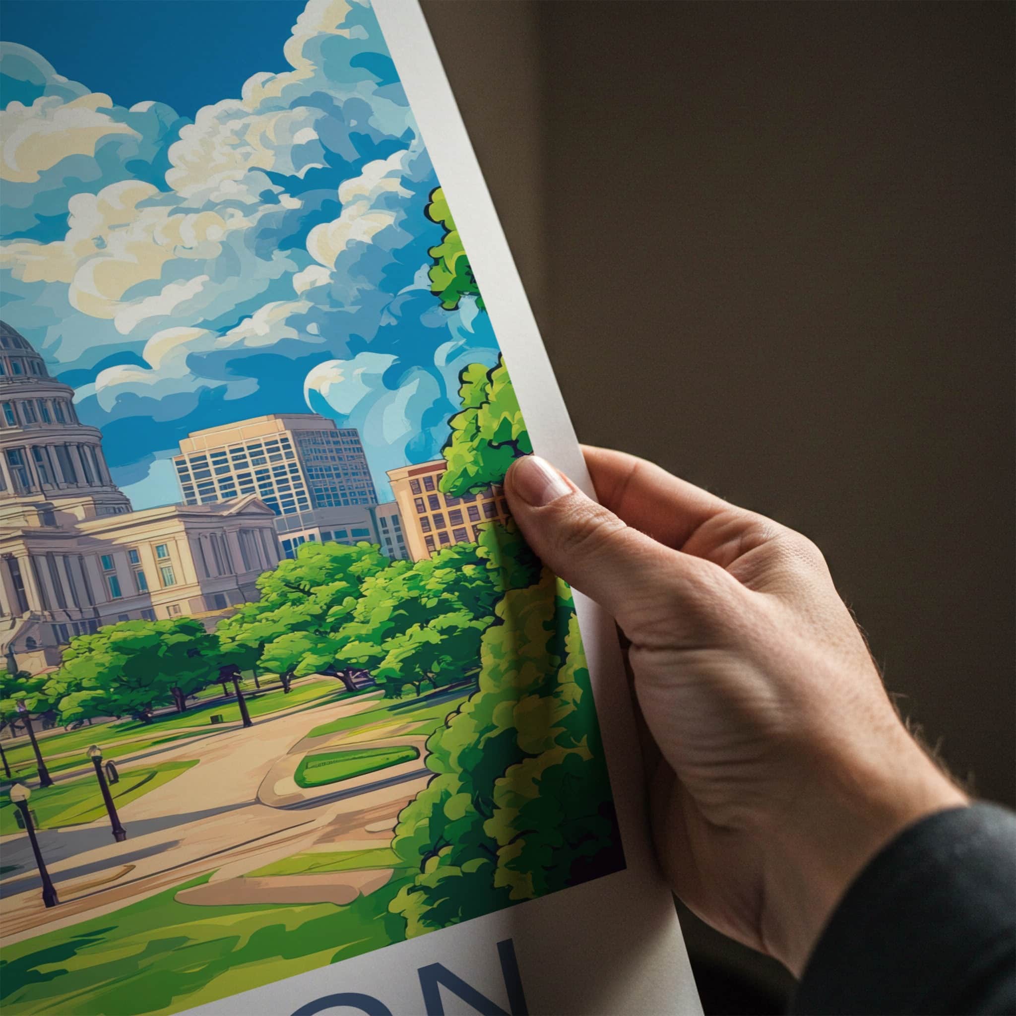 Jackson Poster - Mississippi Travel Print - State Capitol Dome Lounge Decor