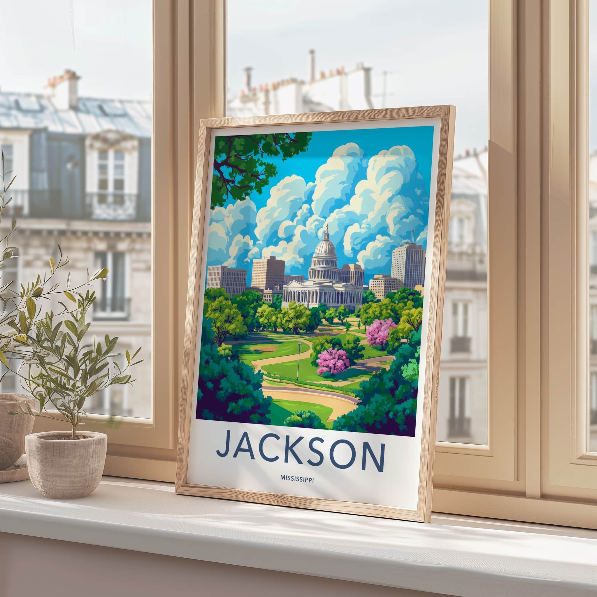 Jackson Poster - Mississippi Wall Art - Grand Capitol Park Home Decor