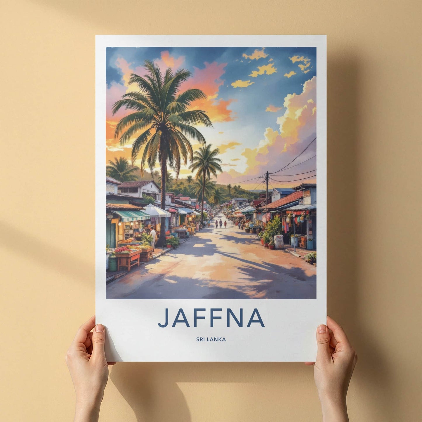 Jaffna Poster - Sri Lanka Travel Art - Sunset Palm Street Home Decor