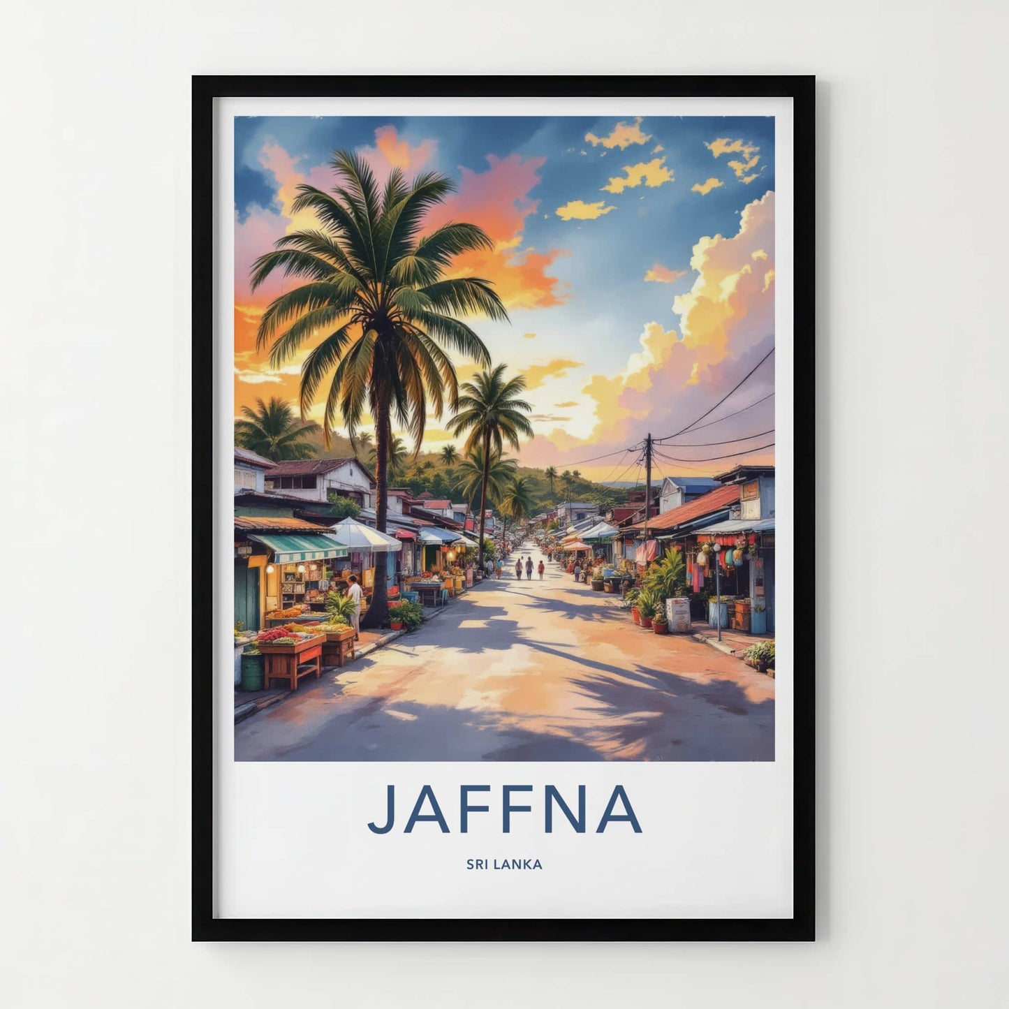 Jaffna Poster - Sri Lanka Travel Art - Sunset Palm Street Home Decor